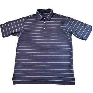 Dunning Golf Polo Shirt Blue Striped Men's Size L Short Sleeve Heavy Weight